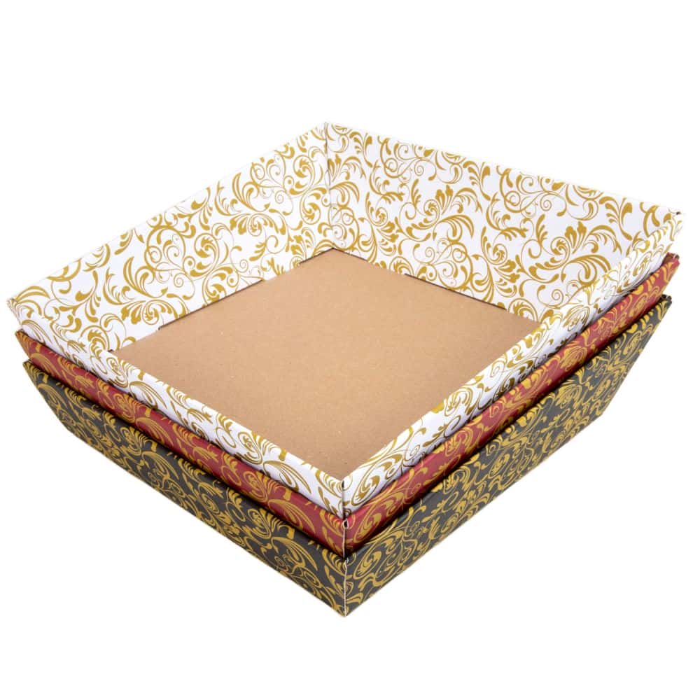 Präsentkorb quadratisch 230 x 230 mm Schwarz-Gold