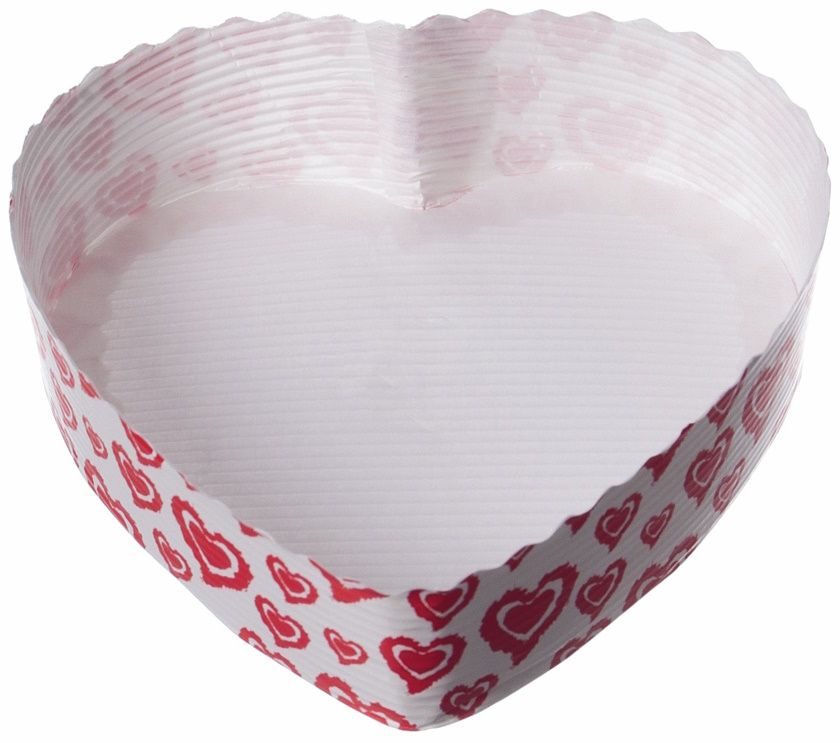 Einweg Backform Papier, süße Motive "Herz mit roten Herzchen" Ø 130 mm x 35 mm