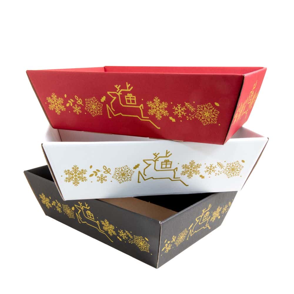 Präsentkorb viereckig 200 x 275 x 80 mm Winter Schwarz-Gold