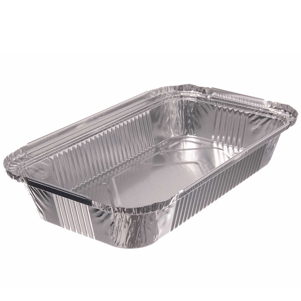 Aluschale eckig ungeteilt (mit Knickrand) 224 x 132 x 34 mm (R65L) (ca. 650 ml)