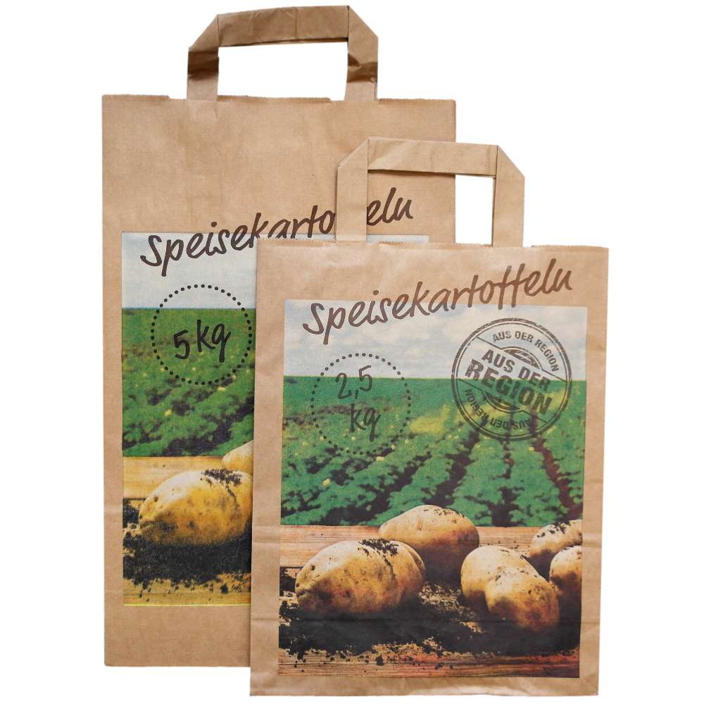 Braune Kraft Papiertragetasche *Kartoffel* 5 kg (220 + 110 x 360 mm)