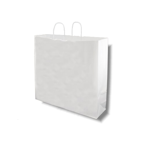 Papiertüten weiß, Kordelgriff, Kraftpapier, 540 + 150 x 490 mm