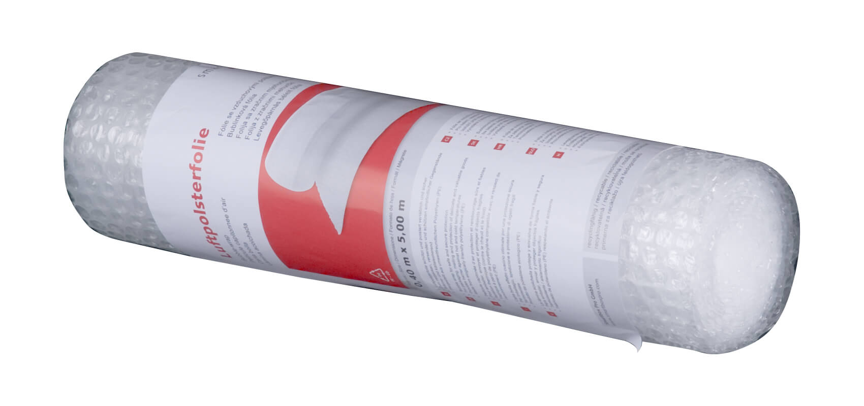 50 µ Luftpolsterfolie Kleinrollen, 0,4 x 5 m