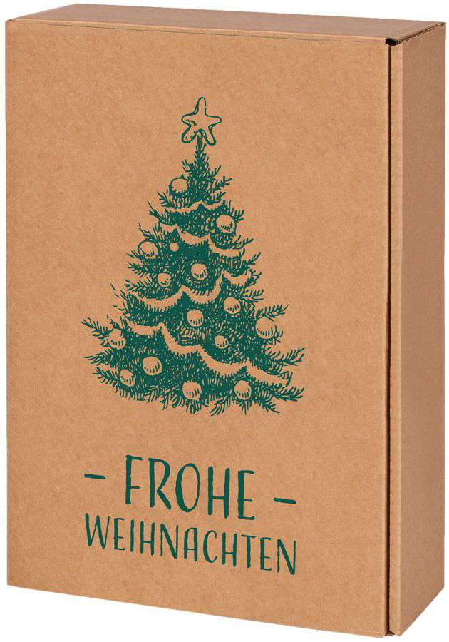 Geschenkbox Natur "Frohe Weihnachten" 3er Wein/Sekt Geschenkbox Natur "Frohe Weihnachten" 3er Wein/Sekt