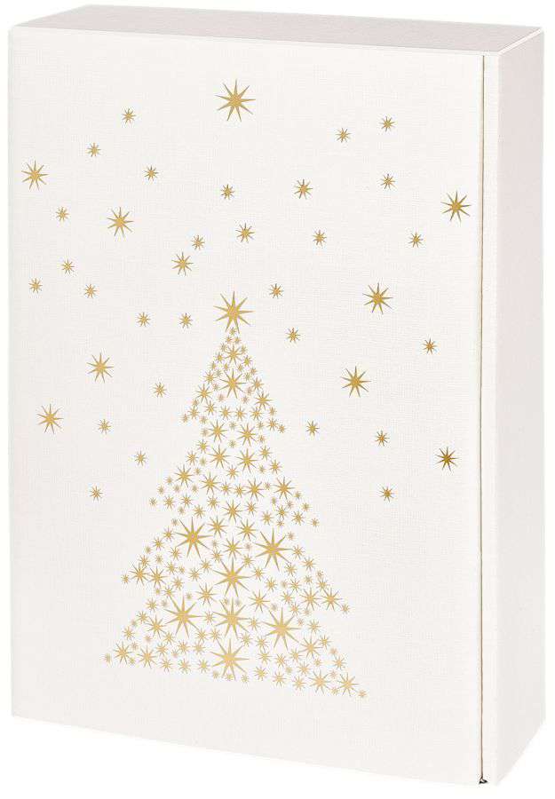 Geschenkbox Strukturprägung weiß "Sternenbaum" 3er Wein/Sekt