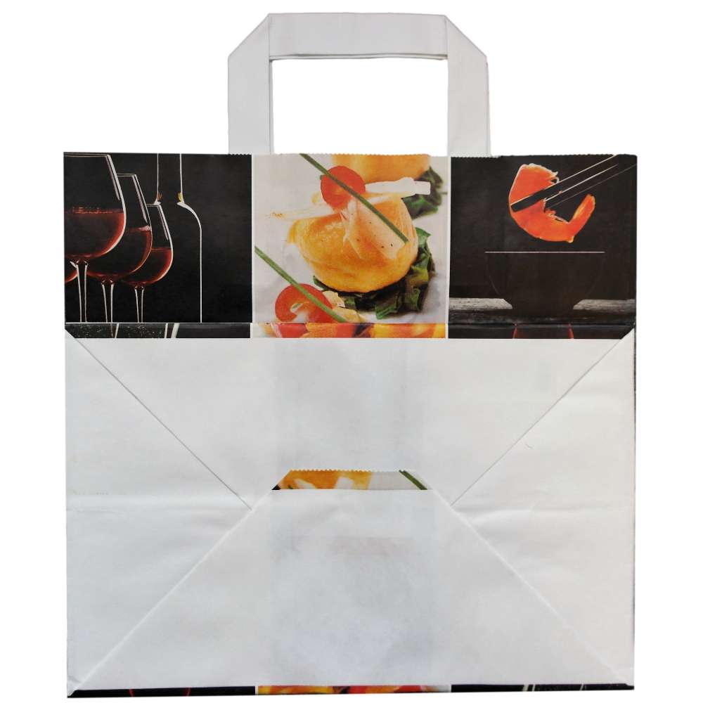 Weiße Kraft Papiertragetasche *Fine Food*