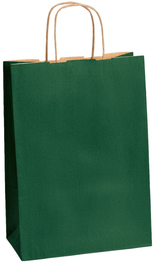 Einkaufstasche Kraftpapier gerippt 220 x 100 x 310 mm dunkelgrün