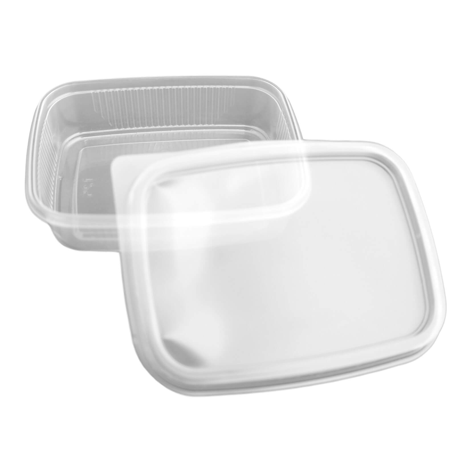 transparenter eckiger Feinkostbecher mit Deckel PP 125 ml (108 x 82 x 29 mm)