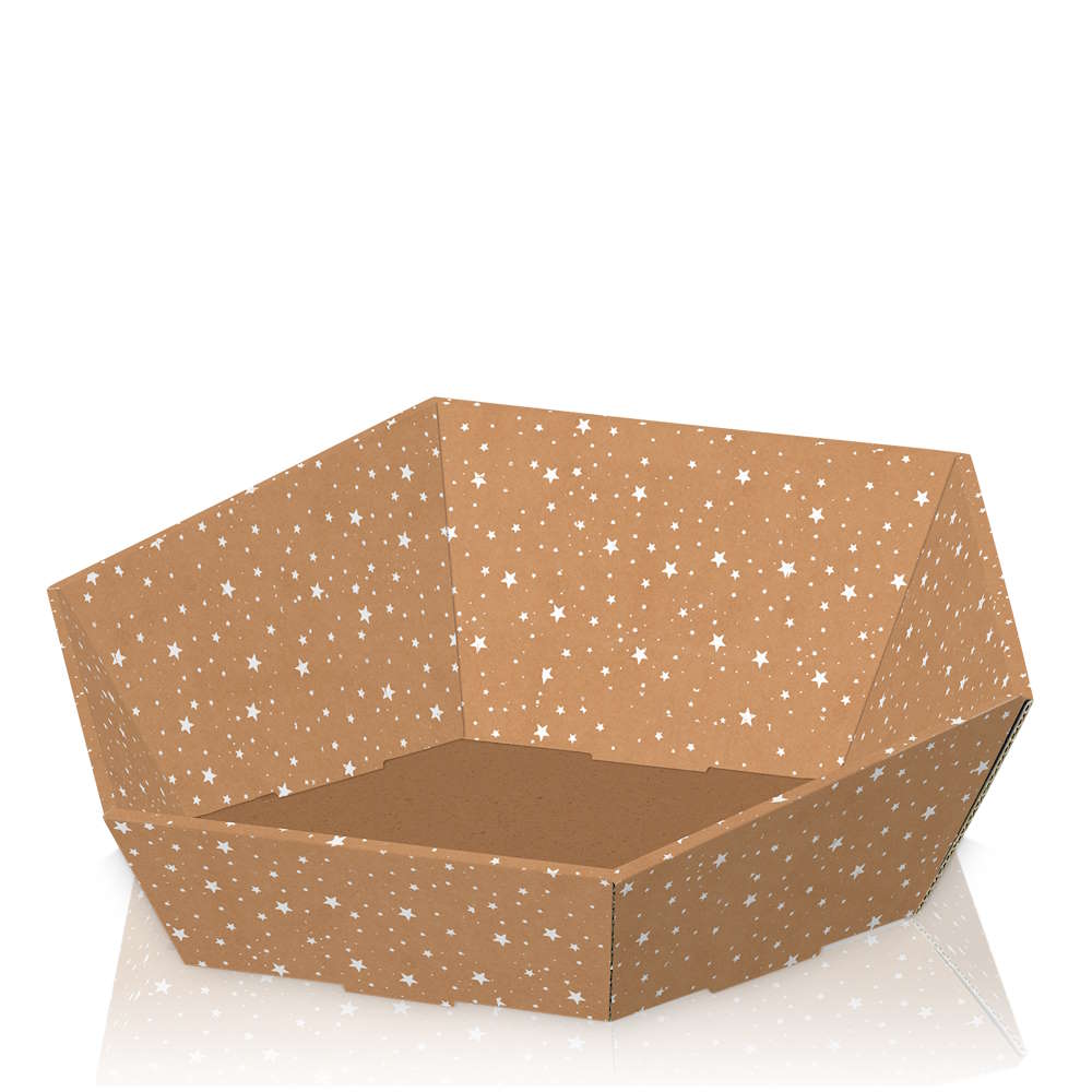 Präsentkorb sechseckig Natur "Winternacht" 435 x 355 x 90/130 mm (groß)