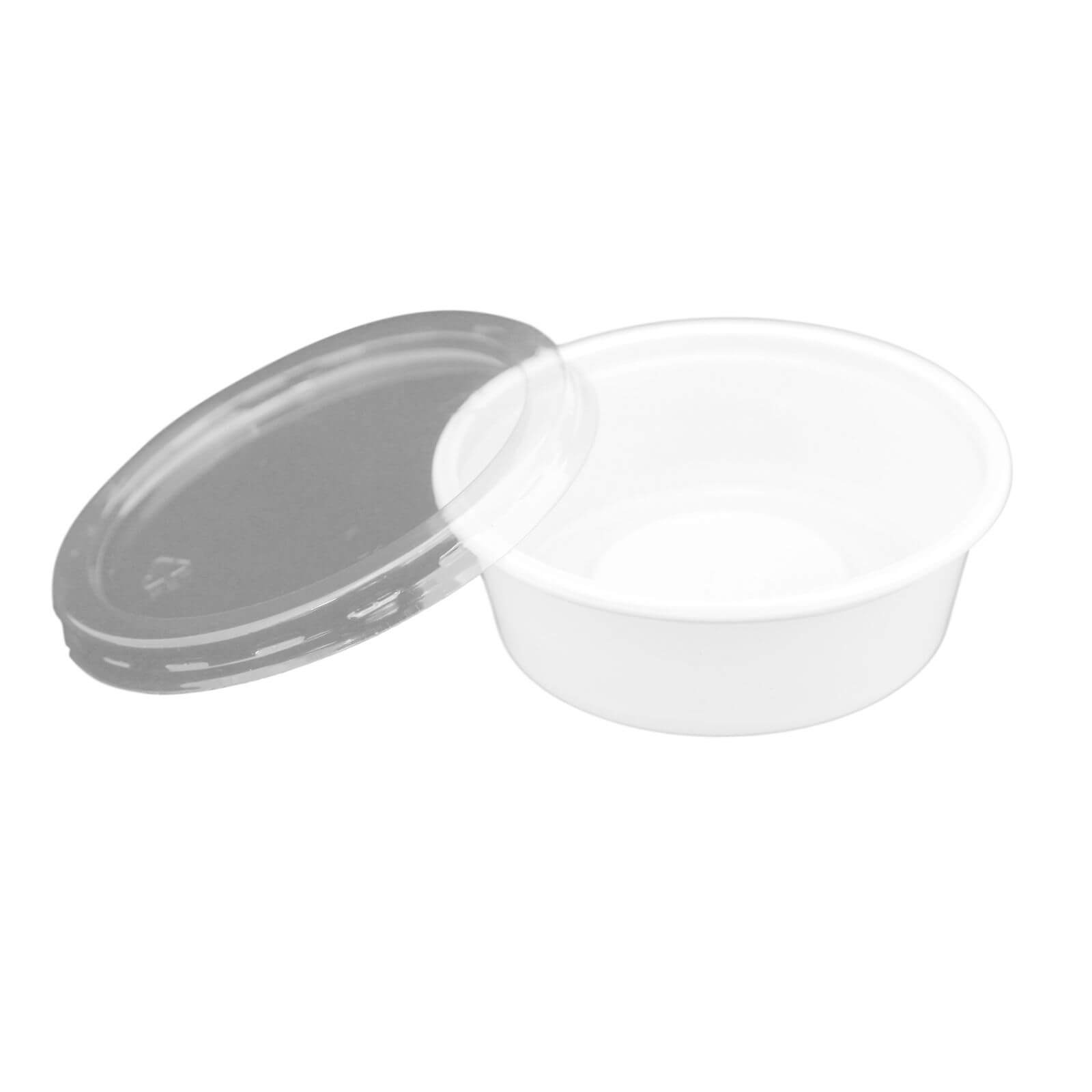 weißer Feinkostbecher PS 50 ml (Ø 70,3 x 24 mm) mit Deckel