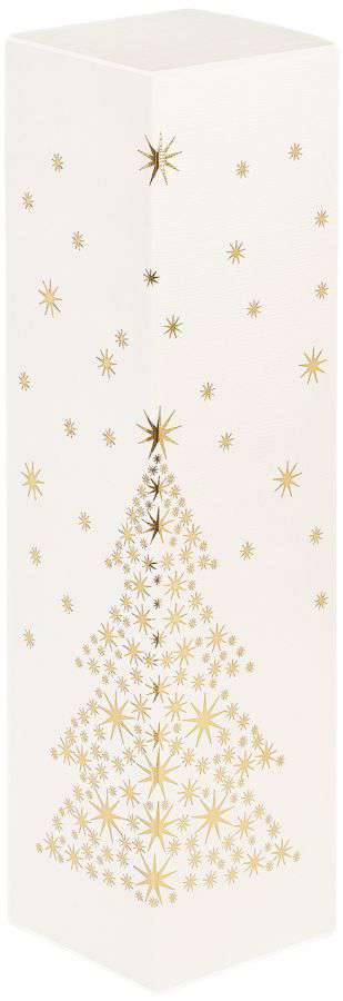 Geschenkbox Strukturprägung weiß "Sternenbaum" 1er Wein/Sekt