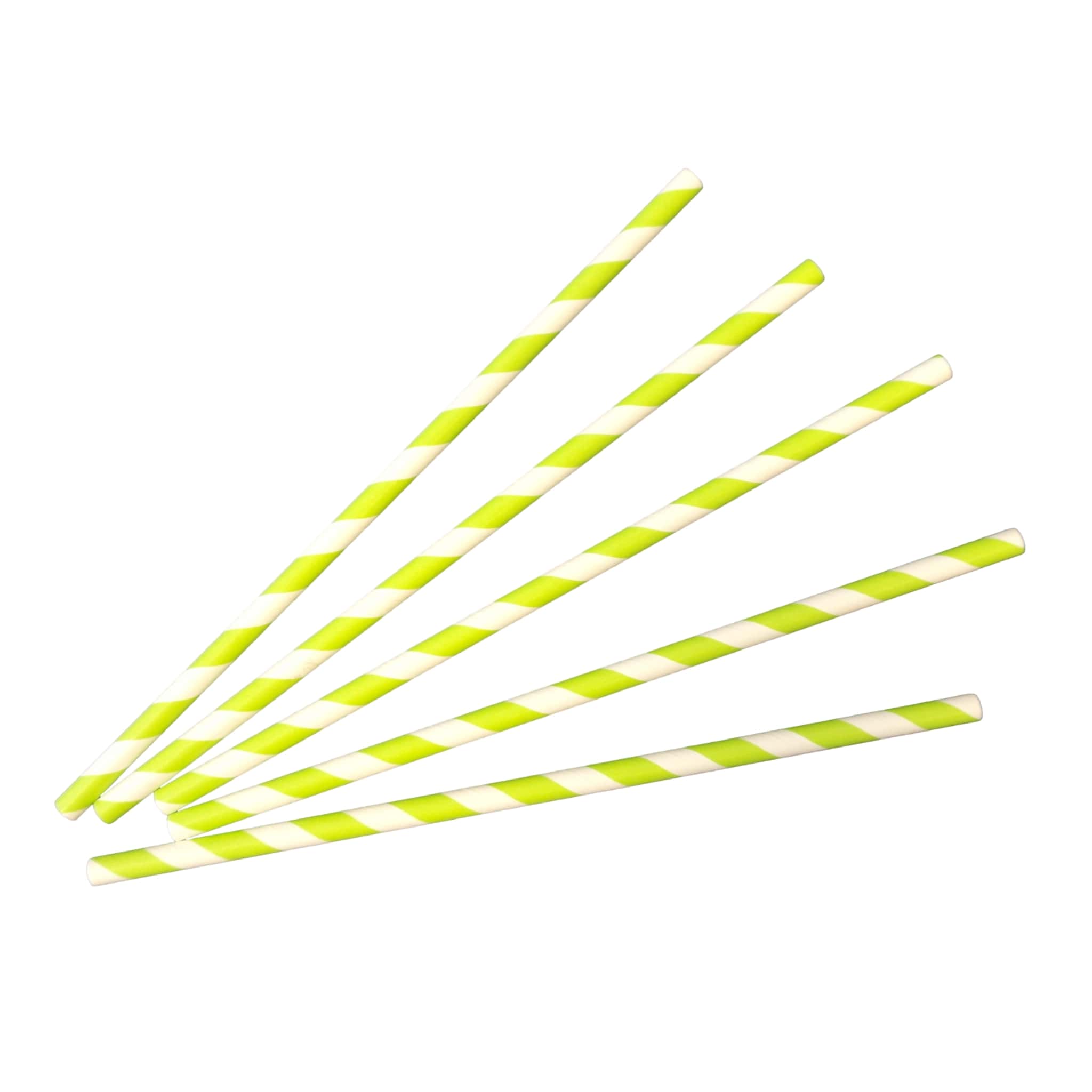 Bio Papier-Strohhalme 6 mm kompostierbar 195 mm, grün-weiß gestreift
