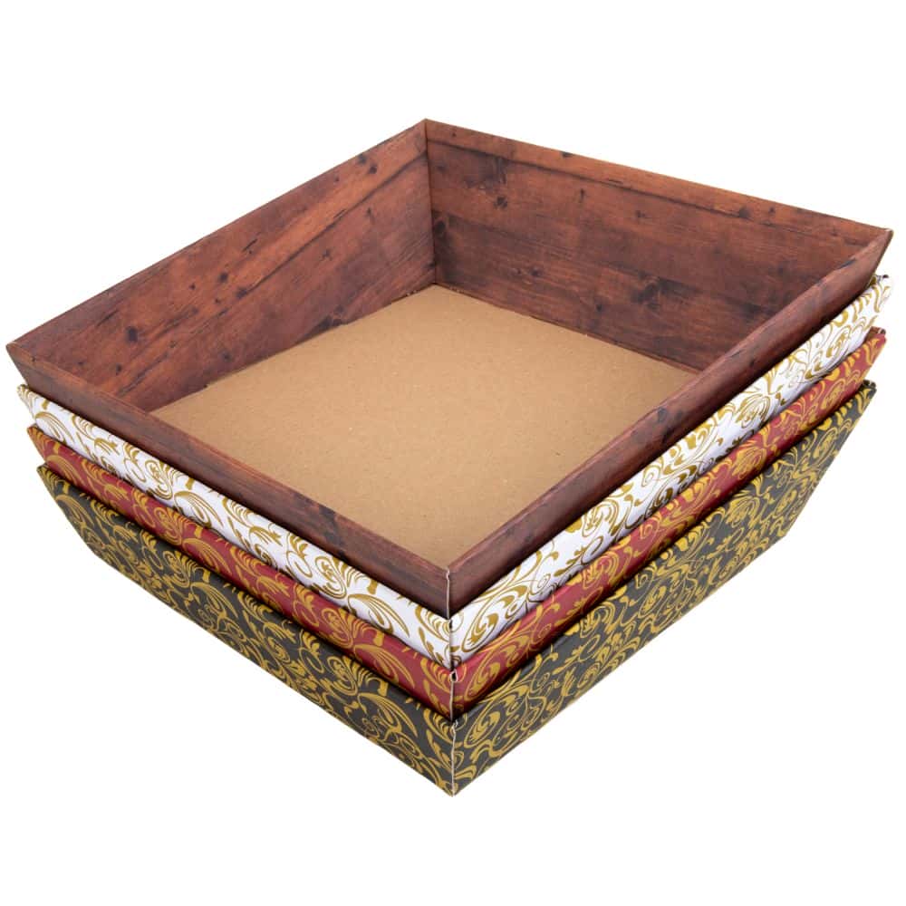 Präsentkorb quadratisch 230 x 230 mm Holz