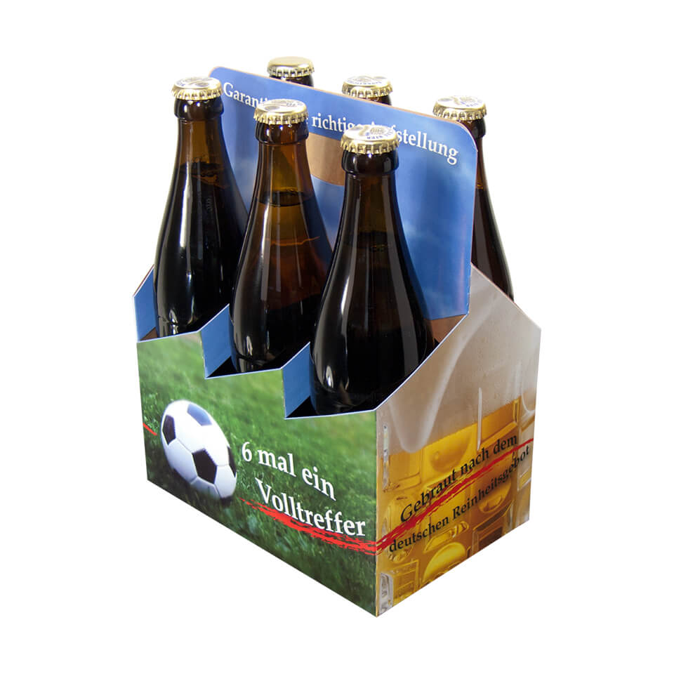 Bierträger 0,5 l Sixpack mit neutralem Druck, Volltreffer