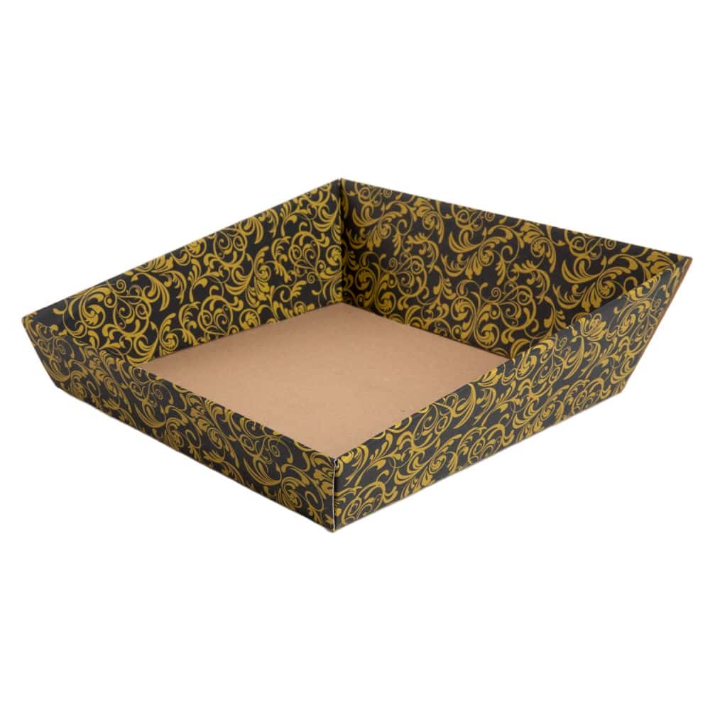 Präsentkorb quadratisch 260 x 260 mm Schwarz-Gold