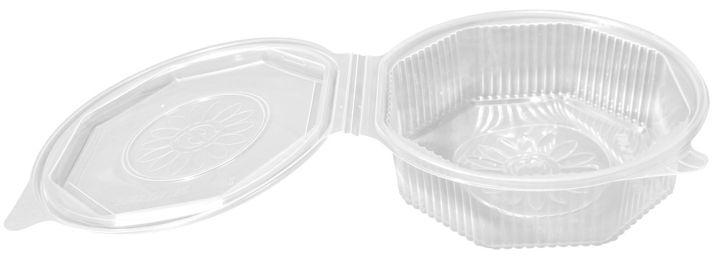 Transparente Salatschale (Haushaltsklappbox) achteckig 215 x 220 x 74 mm (1500 ml)