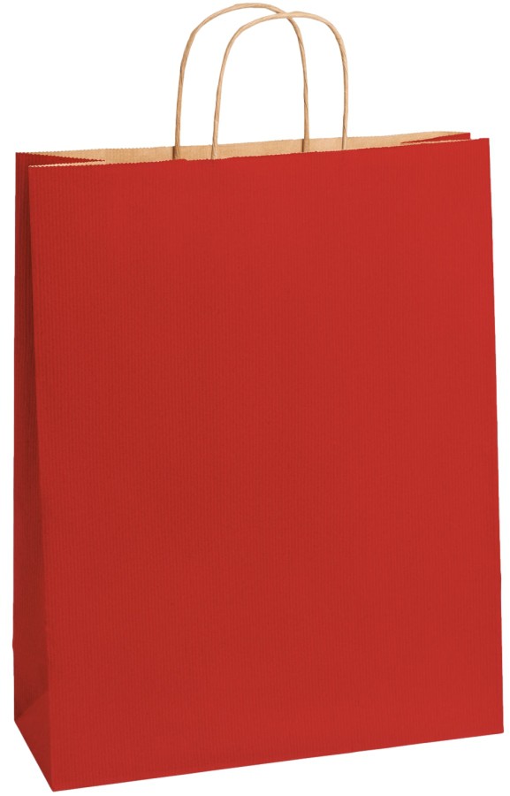 Einkaufstasche Kraftpapier gerippt 320 x 120 x 410 mm dunkelrot