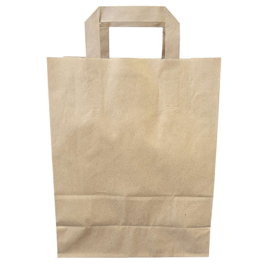 Papiertüten mit Flachhenkel, braun, 70 g/m² 22 + 10 x 28 cm