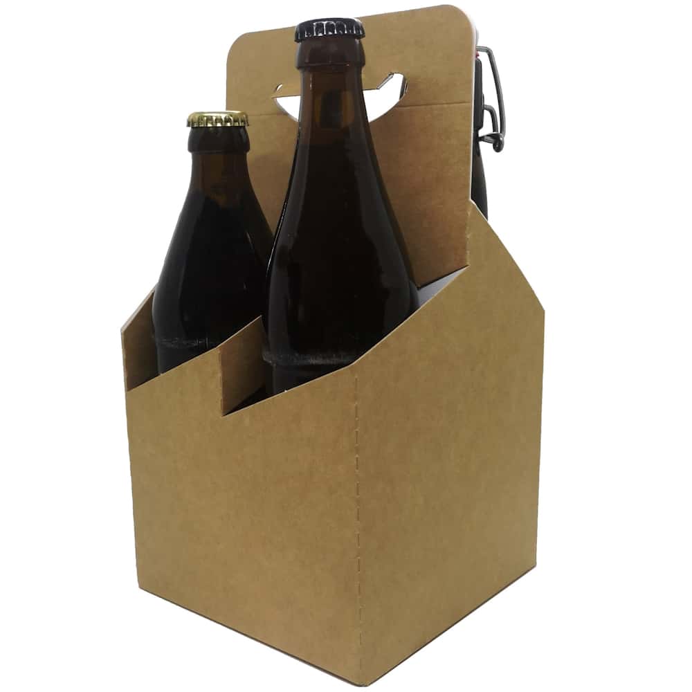 Flaschenträger 4er 0,33/0,5 l braun