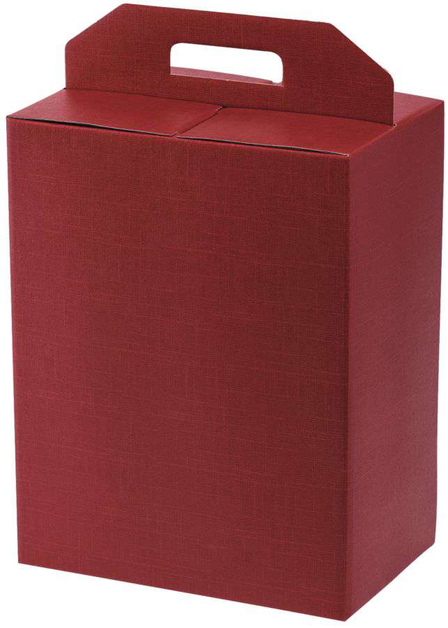 Geschenkbox Strukturprägung mit Tragegriff 6er Wein/Sekt, bordeaux/natur