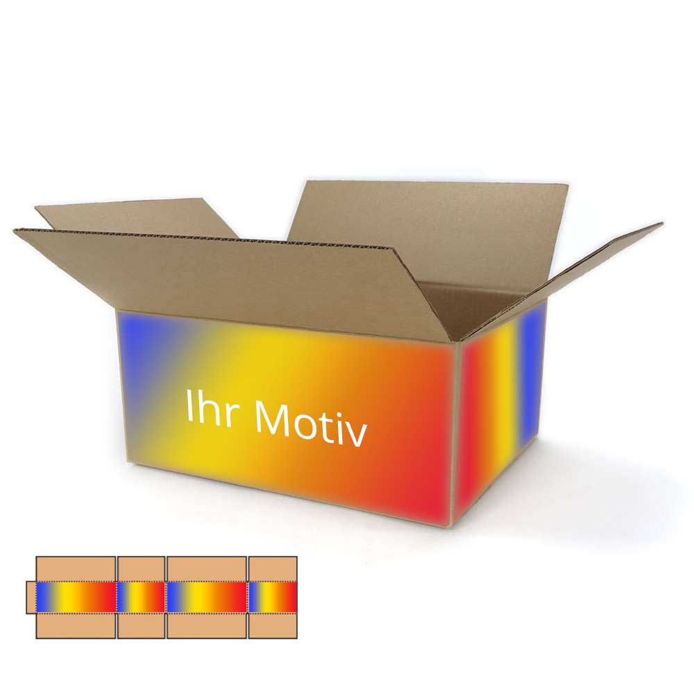 450 x 350 x 200 mm 1-welliger Karton mit Digitaldruck 4-seitig bedruckt vollflächig bedruckt