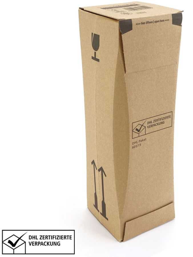 Flaschenversandkarton DHL-Zertifikat (PTZ) 305 x 74 x 74 mm (1er)