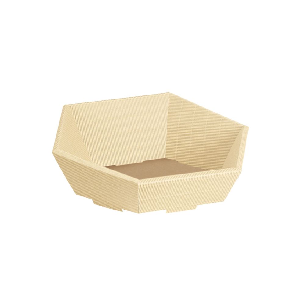Präsentkorb sechseckig offene Welle 195 x 230 x 60/105 mm, creme