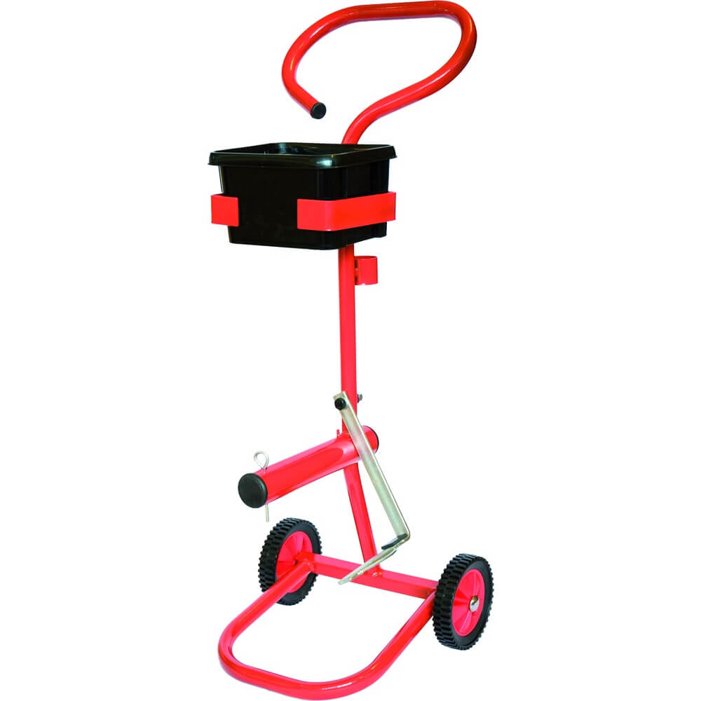 Fahrbahrer Bandabroller, rot