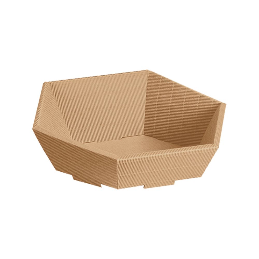 Präsentkorb sechseckig offene Welle 300 x 355 x 90/155 mm, natur