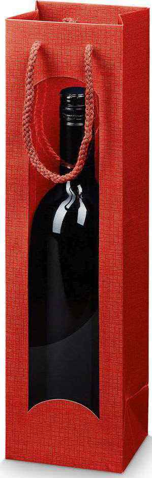 Geschenktüten Strukturprägung mit Fenster 1er Wein/Sekt Rot