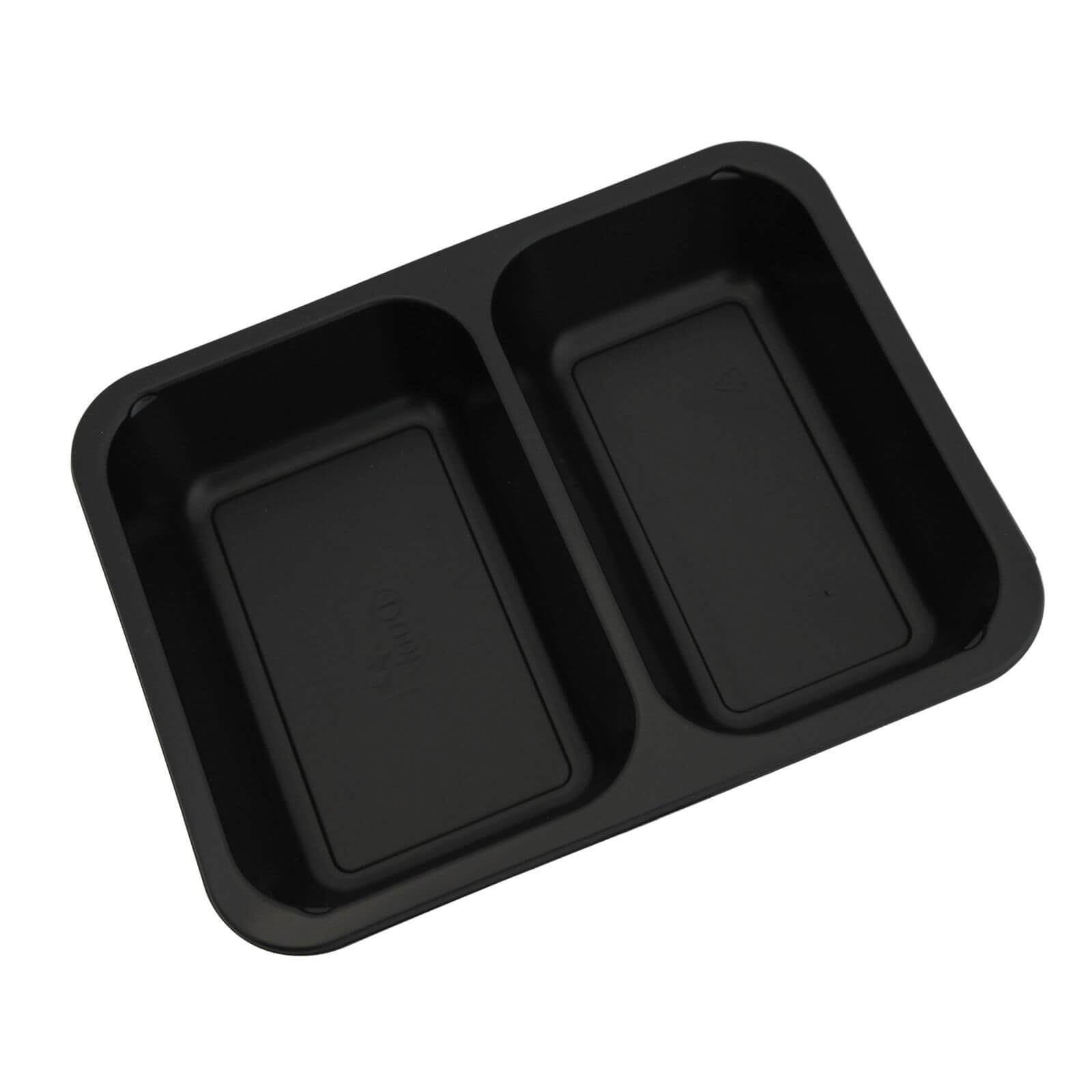 Siegelschale PP schwarz, (Caterline) 2-geteilt 227 x 178 x 40 mm (550/480 ml)