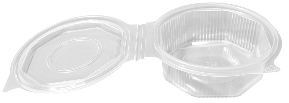 Transparente Salatschale (Haushaltsklappbox) achteckig 138 x 145 x 50 mm (375 ml