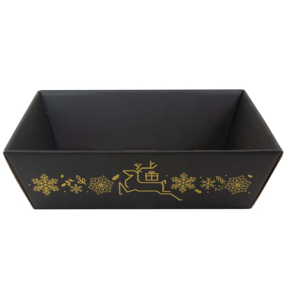Präsentkorb viereckig 200 x 275 x 80 mm Winter Schwarz-Gold