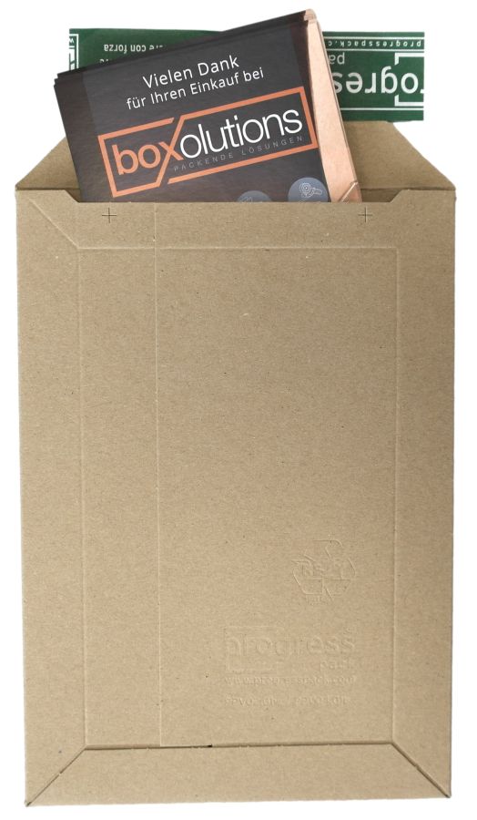 Versandtasche aus Vollpappe, braun 240 x 167 x 0-30 mm (DIN A5)