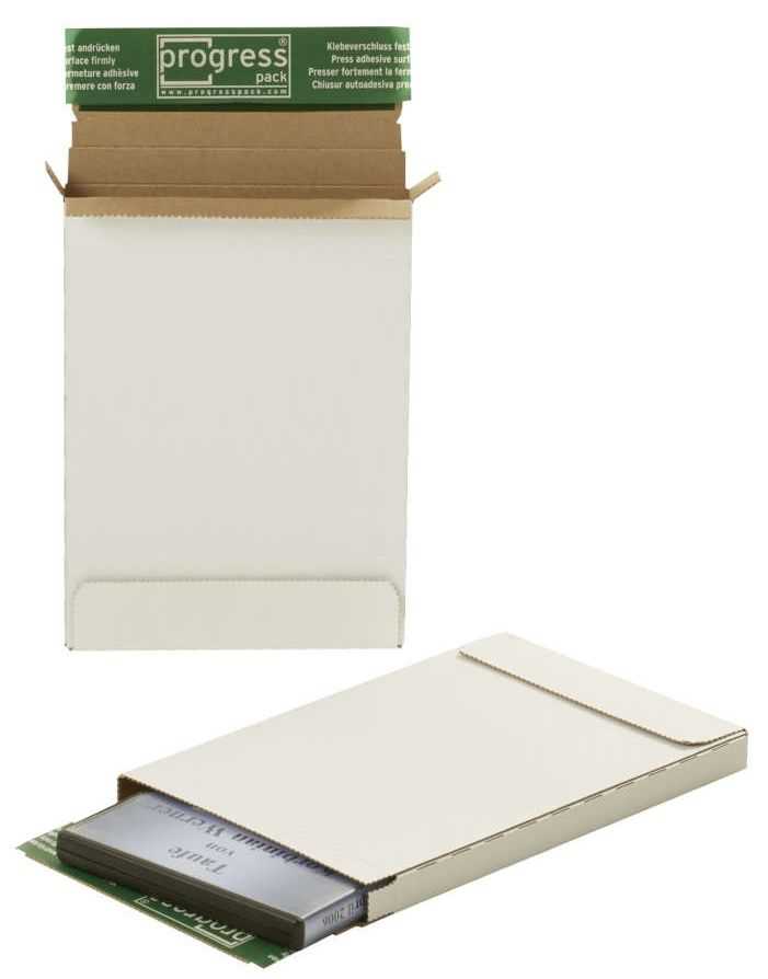 Versandtasche "Premium" portooptimiert, Wellpappe, weiß 215 x 155 x 15 mm (DIN A5)