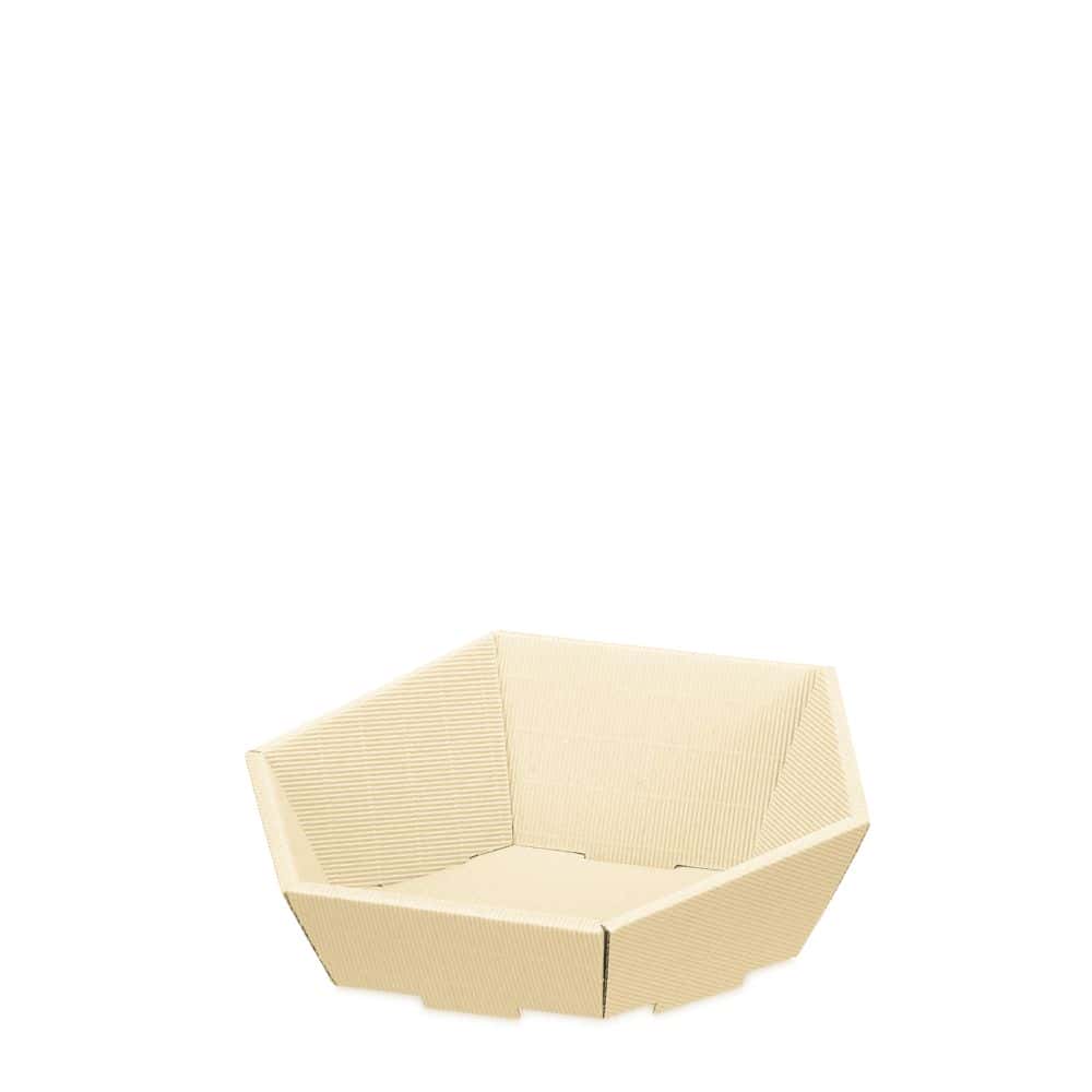 Präsentkorb sechseckig offene Welle 290 x 270 x 60/105 mm (klein) Creme