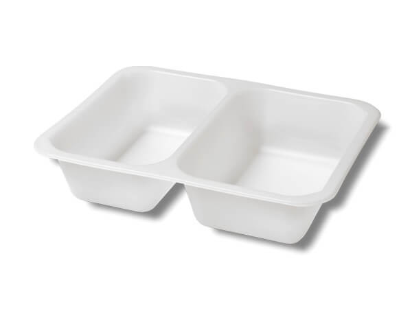 weiße Bio Siegeschale "Caterline" 2-fach, 227 x 178 x 50 mm (645/540 ml)