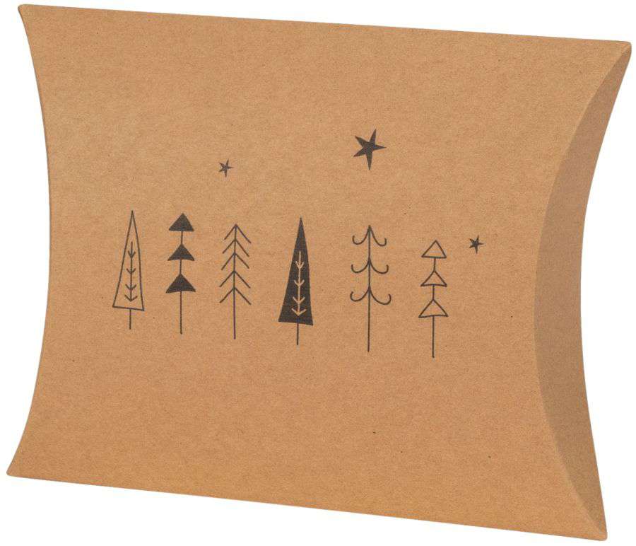 Geschenkbox Pillow Kraftkarton Natur "Bäume"