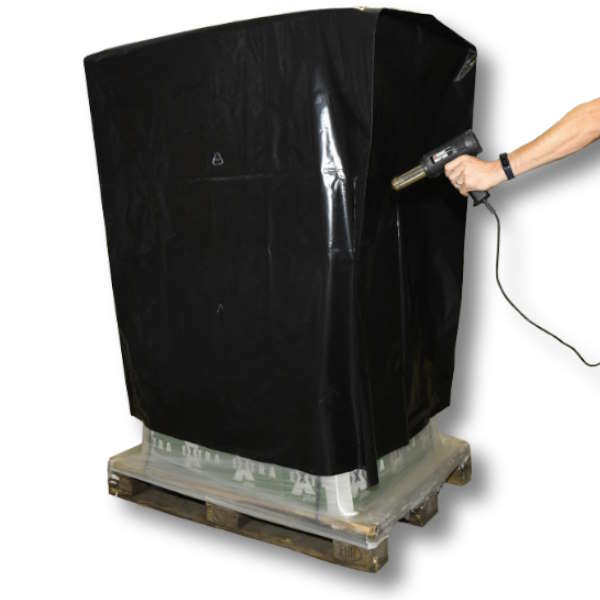 Schrumpfhauben LDPE schwarz, biaxial schrumpfend 1250 + 850 x 1800 x 0,125 mm
