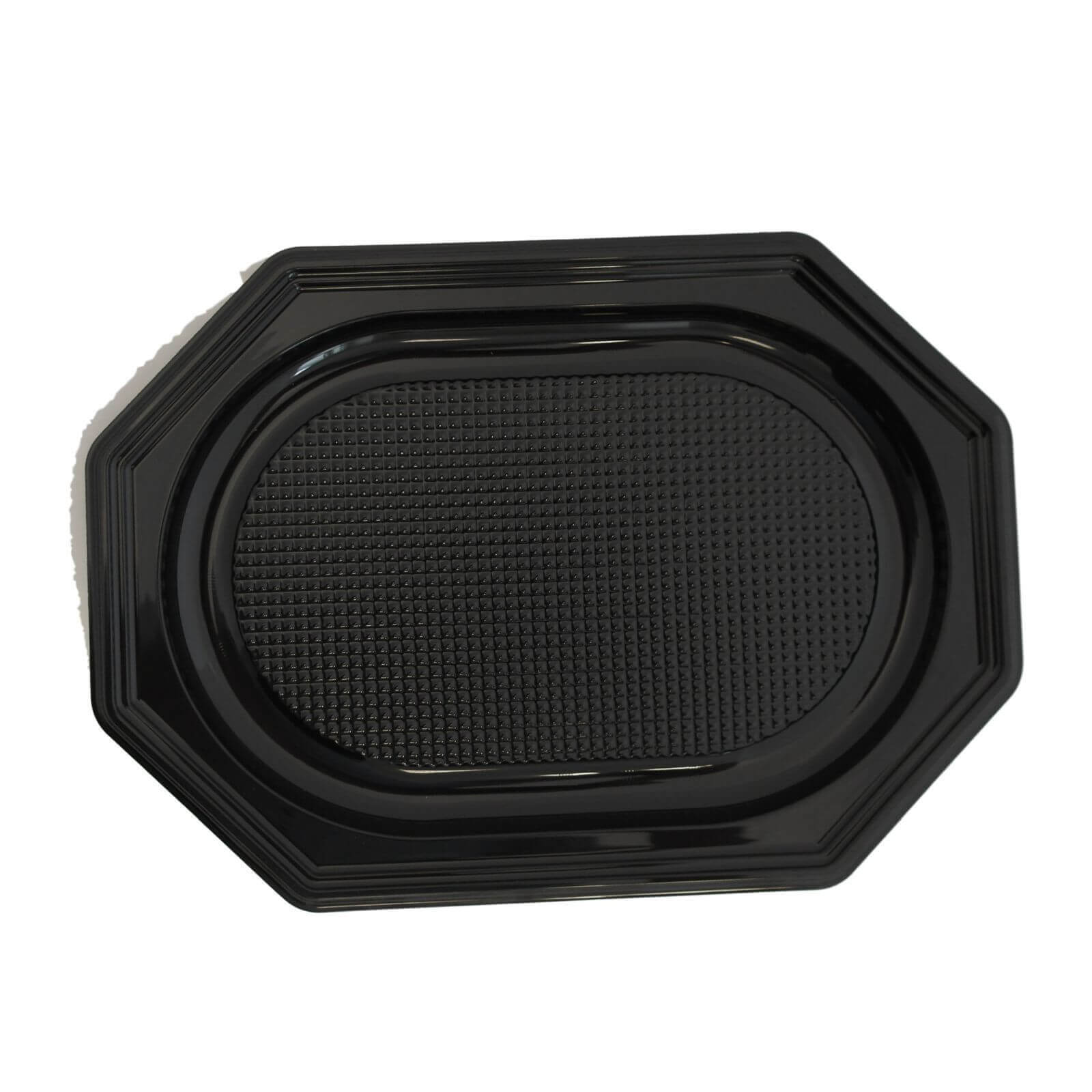 Schwarze Catering Servierplatte 8-eckig APET 550 x 360 x 30 mm (Größe XL)