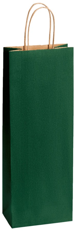 Einkaufstasche Kraftpapier gerippt 140 x 80 x 390 mm dunkelgrün