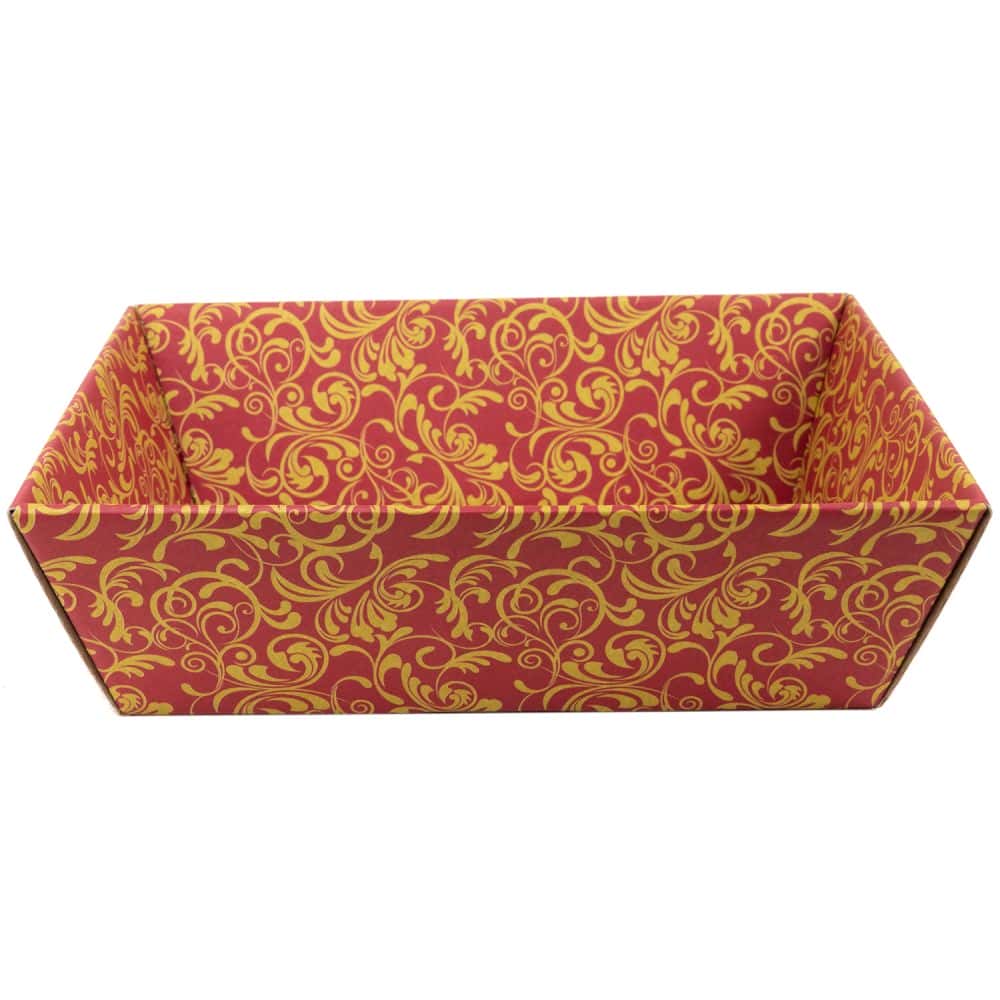 Präsentkorb viereckig 200 x 275 x 80 mm Bordeaux-Gold