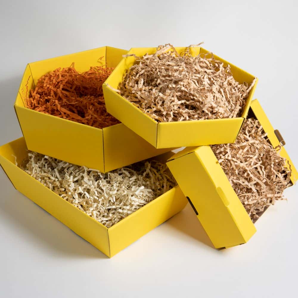 Präsentkorb sechseckig 225 x 200 x 50 mm Sonnengelb