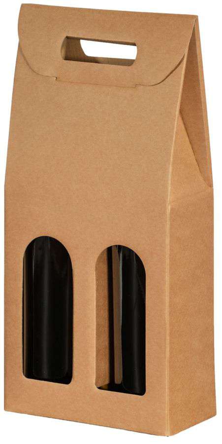 Geschenkbox Natur mit Tragegriff und Fenster 2er Wein/Sekt Geschenkbox Natur mit Tragegriff und Fenster 2er Wein/Sekt