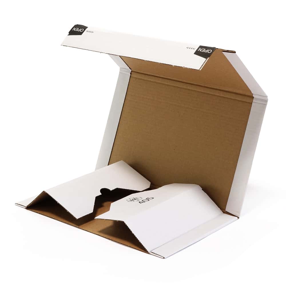 Buchverpackung Wellpappe weiß 300 x 220 x 0-80 mm (DIN A4) Buchverpackung Wellpappe weiß 300 x 220 x 0-80 mm (DIN A4)