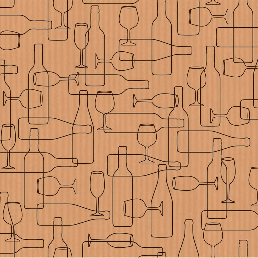 Geschenkpapier auf Rolle 0,5 x 200 m, Kraftpapier braun gerippt 60 g/m², Neutraldruck Wein Natur