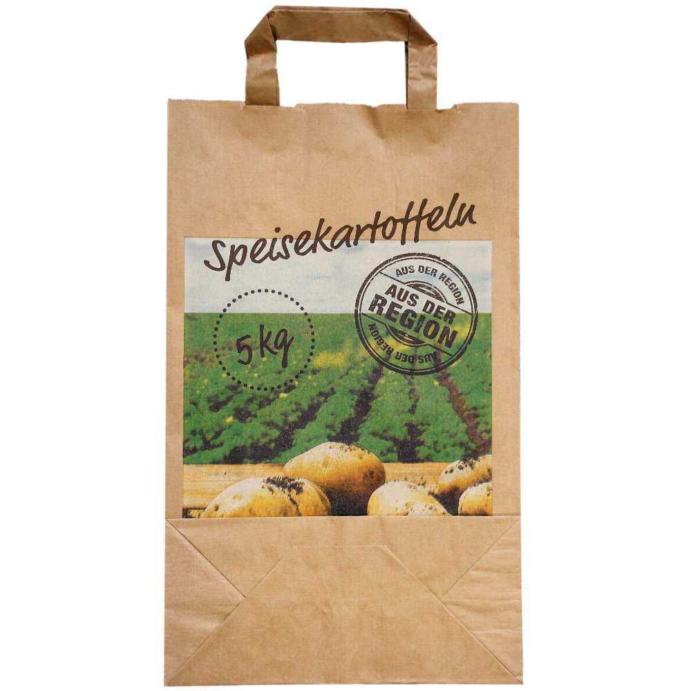 Braune Kraft Papiertragetasche *Kartoffel* 5 kg (220 + 110 x 360 mm)