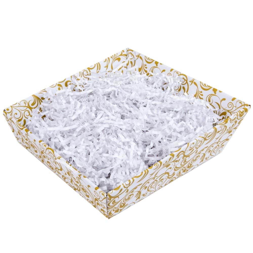 Präsentkorb quadratisch 230 x 230 mm Weiß-Gold