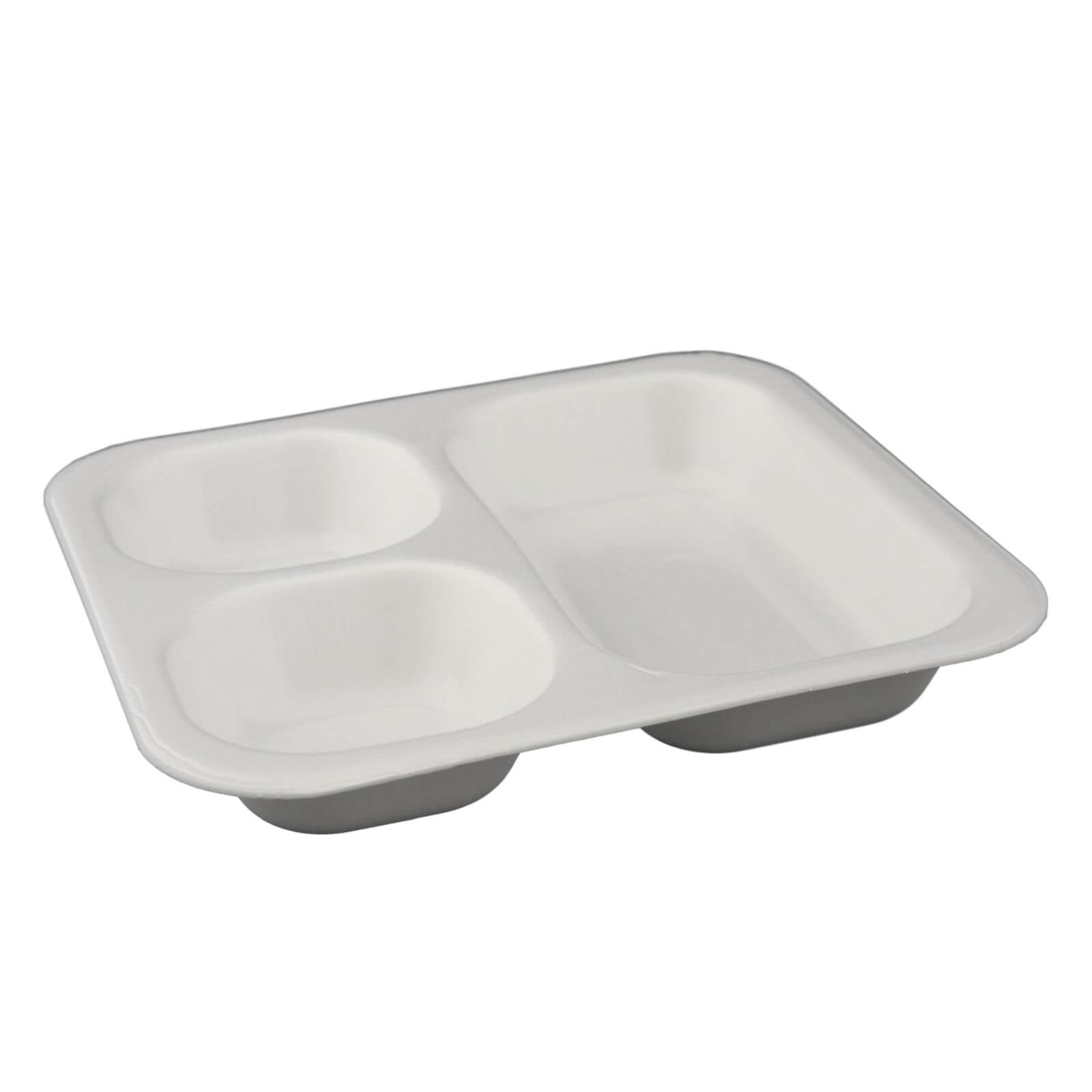 Thermo-Siegelschale XPS weiß, 262 x 247 x 40 mm 3-geteilt (450 + 225 + 225 ml) #603