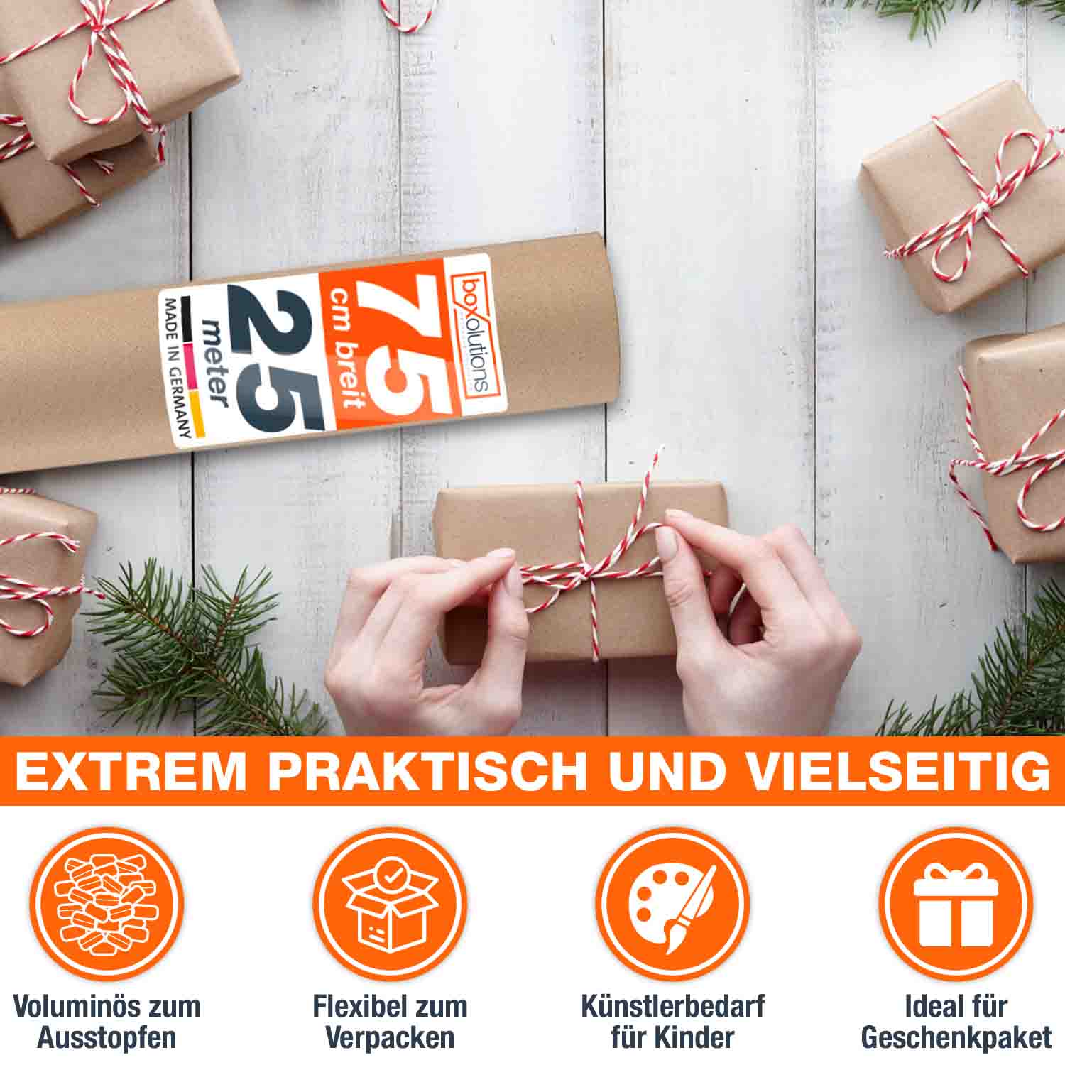 Packpapier auf Rolle 0,75 x 25 m